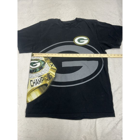Green Bay Packers Super Bowl XLV Ring Wrap Around Graphic Black T-Shirt Size XL - Picture 4 of 6
